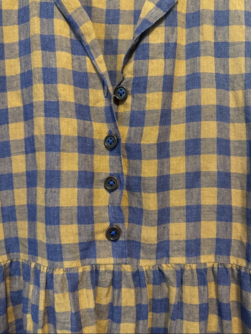 Pyne & Smith No. 30 Linen Midi Blue/Tan Checkered Dress Modest XS - Picture 3 of 4